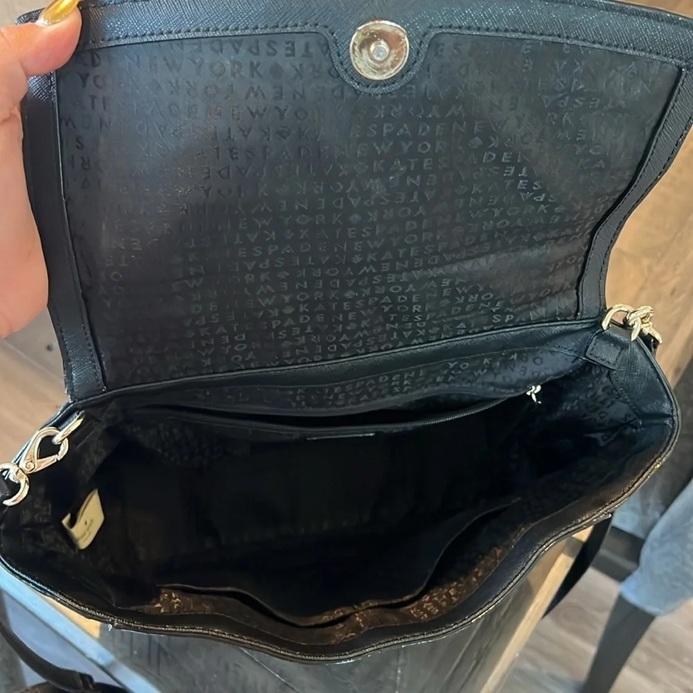 Kate Spade Lilah Shoulder Bag Laurel Way Black Satchel Purse Handbag Leather